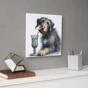 Irish Wolfhound With Soda Square Wall Clock
