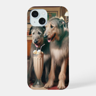 Irish Wolfhounds In Retro Diner iPhone 15 Case