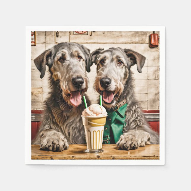 Irish Wolfhounds With Ice Cream Soda Napkin (Front)