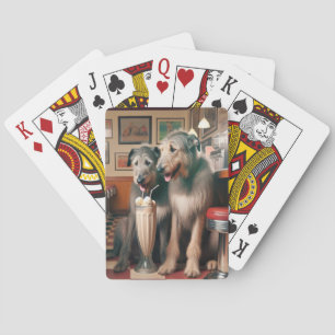 Irish Wolfhounds With Ice Cream Soda Playing Cards