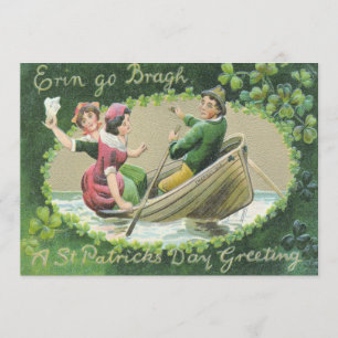 Irish Woman Man Rowboat Shamrock Invitation