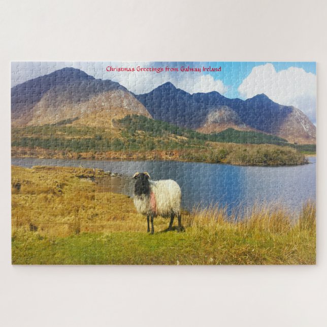 Irish Wooly Sheep Galway Irlande. Jigsaw Puzzle (Horizontal)