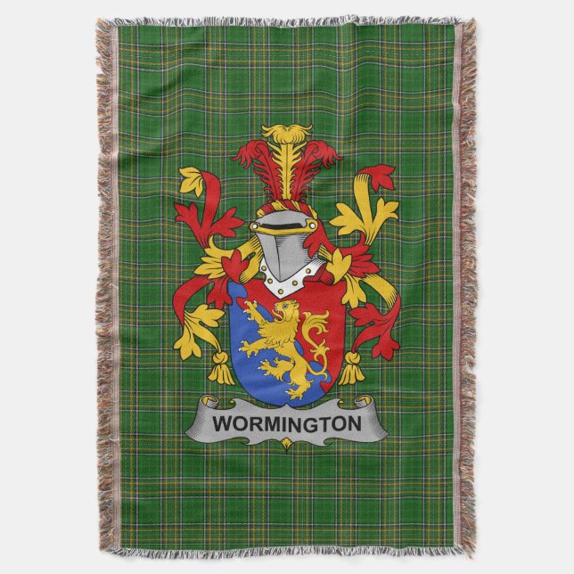  Irish Wormington Coat of Arms Family Crest Irelan Throw Blanket (Front Vertical)