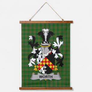 Irish Worth or McWorth Coat of Arms Family Crest Hanging Tapestry