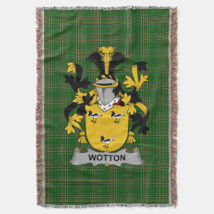 Irish Wotton Coat of Arms Family Crest Ireland Throw Blanket