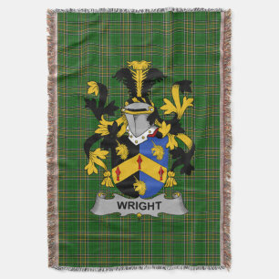 Irish Wright Coat of Arms Family Crest Ireland Throw Blanket