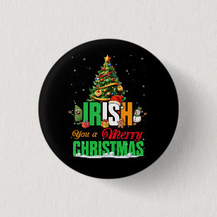 Irish You A Merry Christmas Santa Irish Flag Chris 1 Inch Round Button