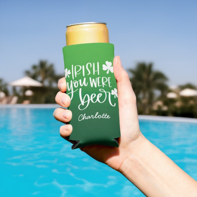 Irish You Were Beer Gradient St. Patrick's Day Seltzer Can Cooler (In Situ Pool)