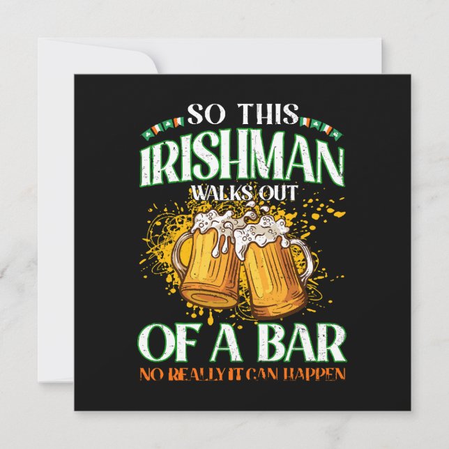 Irishman Drinking Beer St. Patrick's Day Invitation (Front)