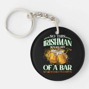 Irishman Drinking Beer St. Patrick's Day Keychain