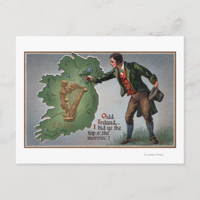 Irishman Offering Shamrocks to Ireland Postcard (Front)