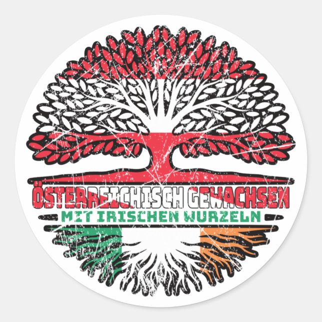 Irland Irisch Österreichisch Österreich Baum Classic Round Sticker (Front)