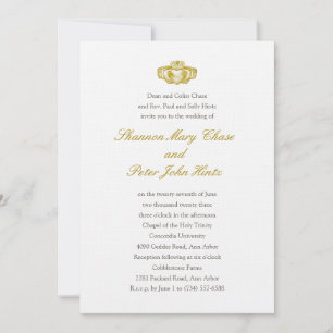 Irlandais Claddagh Ring Invitation Or
