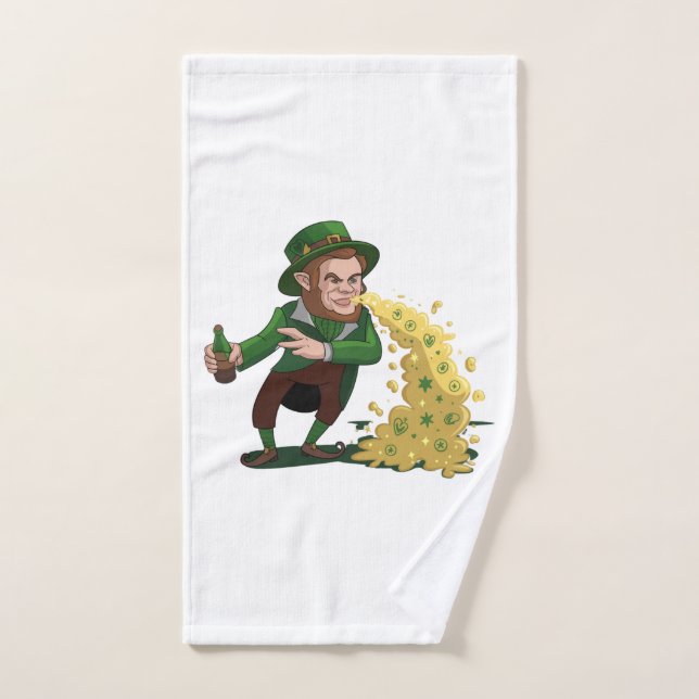 Irlandais Leprechaun Jetant Des Cookies Chanceux D (Serviette à main)