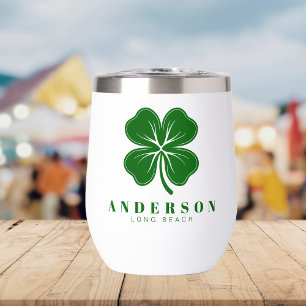 Irlandais Lucky Four Green Leaf Clover avec nom