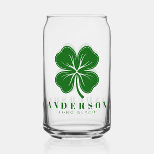 Irlandais Lucky Four Green Leaf Clover avec Nom Pi