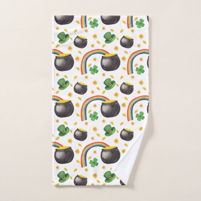 Irlandais Shamrock Rainbow Print, St. Paddy's Gift (Serviette à main)