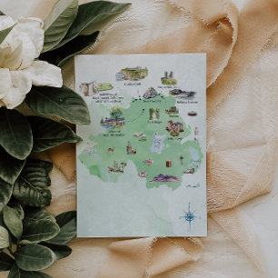 Irlande du Nord   Carte itinéraire de mariage 