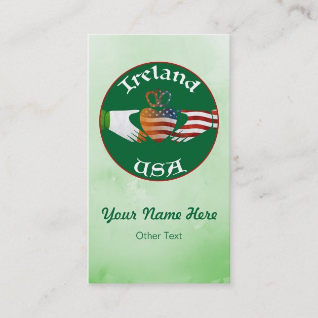 Irlande États-Unis Irlandais Claddagh Custom Carte (Devant)