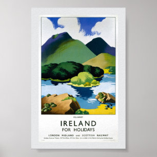 Irlande Killarney Affiche de voyage vintage restau