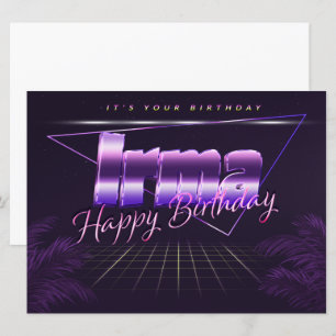 Irma Name Vorname lila retro Karte Geburtstag Card