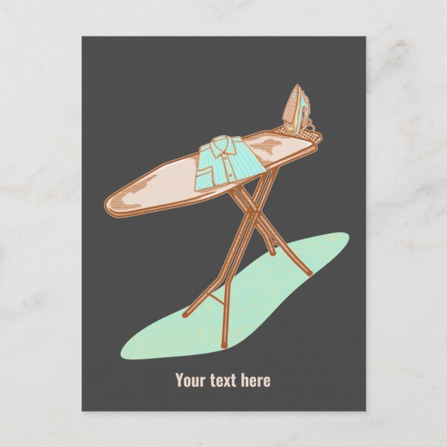 Iron and ironing board household chores postcard (Front)