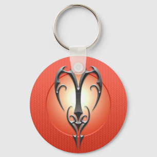 Iron Aries Symbol, red Keychain