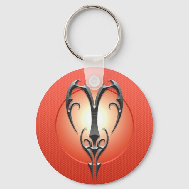 Iron Aries Symbol, red Keychain (Front)