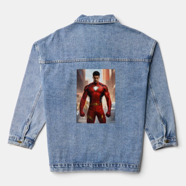 "Iron Armoured Hero Shirt" Denim Jacket (Back)