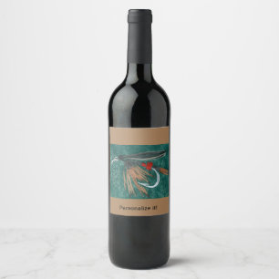 "Iron Blue Dun" wet fly, fly tying, fly fishing Wine Label