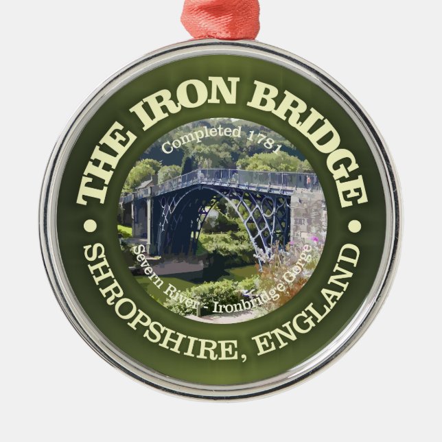 Iron Bridge (rd) Metal Ornament (Front)