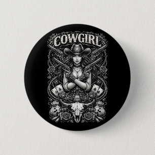 Iron Cowgirl 2 Inch Round Button