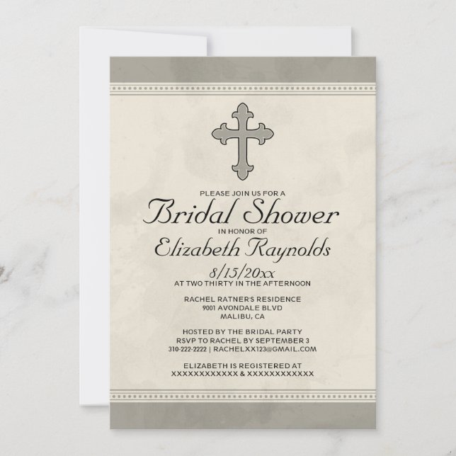 Iron Cross Bridal Shower Invitations (Front)