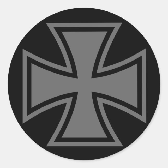 Iron Cross grey black Classic Round Sticker (Front)