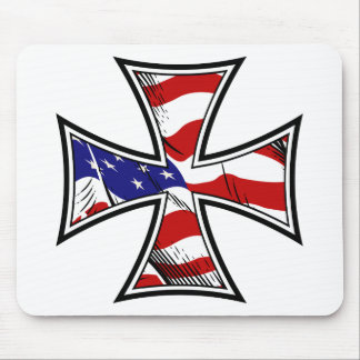 Iron Cross with American Flag Mouse Pad