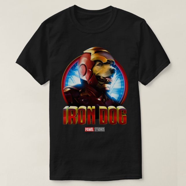 Iron Dog Funny Golden Retriever Puppy for gift  T-Shirt (Design Front)