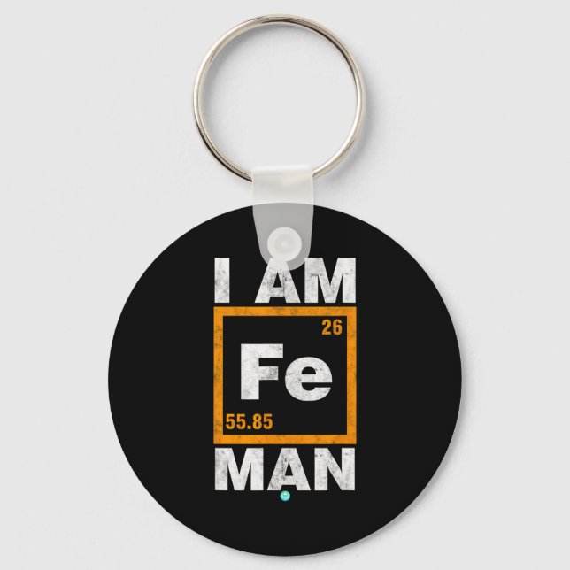 Iron (fe) Man Funny Periodic Elemen Gift  Keychain (Front)