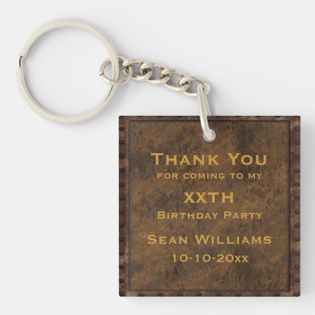 Iron Framed Effect Boys Birthday Keychain (Front)
