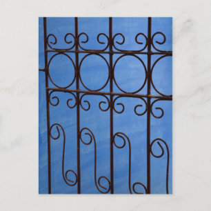 Iron gate pattern in blue, Cuba Postcard