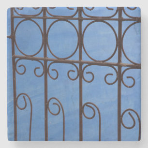 Iron gate pattern in blue, Cuba Stone Coaster