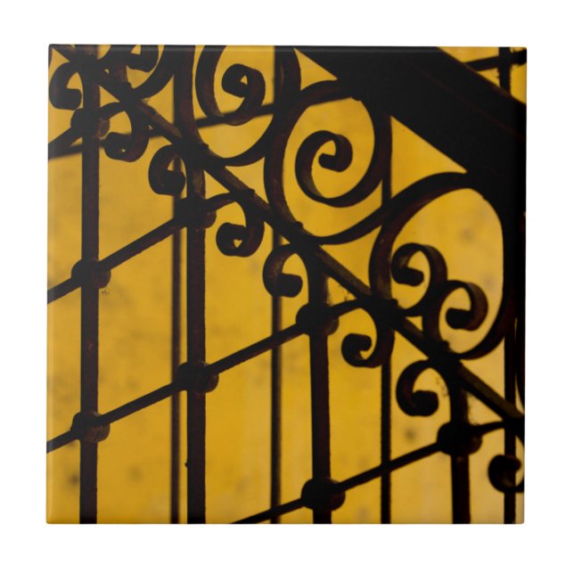 Iron gate pattern in yellow, Cuba Tile (Front)