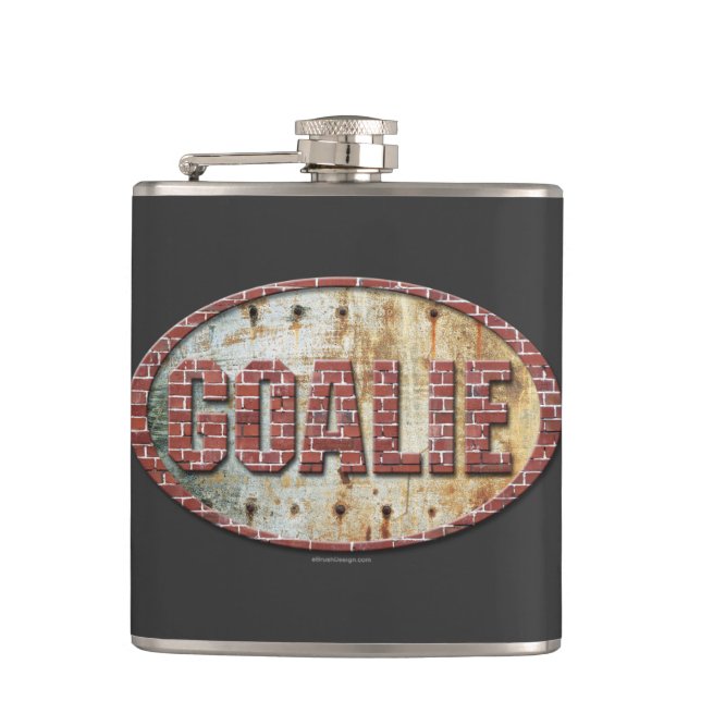 Iron Hockey Goalie Hip Flask (Front)