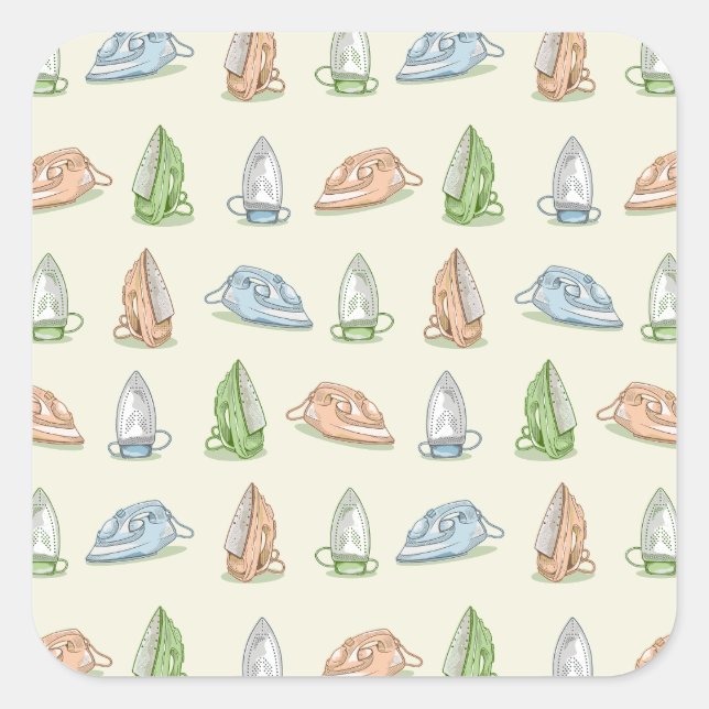 Iron Ironing Laundry patten Square Sticker (Front)