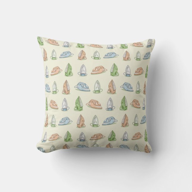 Iron Ironing Laundry patten Throw Pillow (Front)
