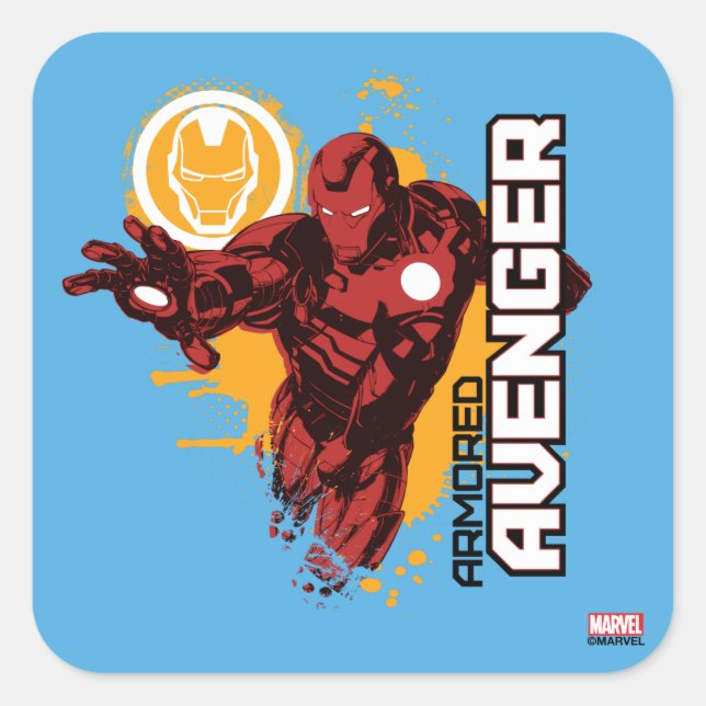 Iron Man Armoured Avenger Graphic Square Sticker (Front)