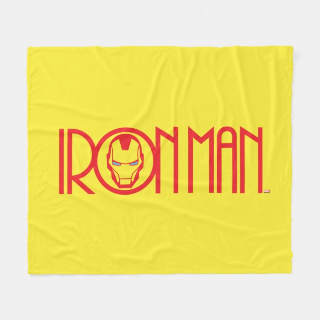 Iron Man Art Deco Name Fleece Blanket (Front (Horizontal))