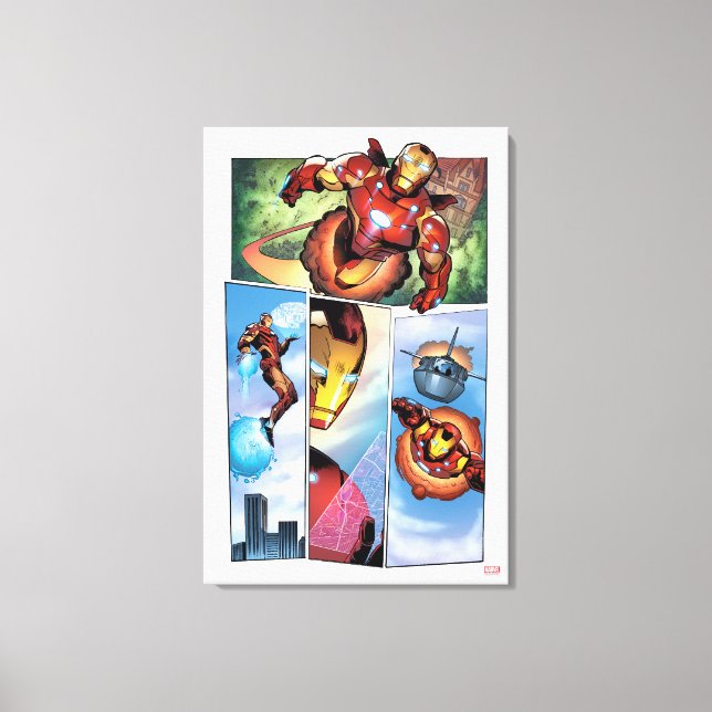 Iron Man Comic Panels Canvas Print (Front)