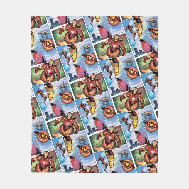 Iron Man Comic Panels Fleece Blanket (Front)