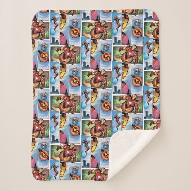 Iron Man Comic Panels Sherpa Blanket (Front)
