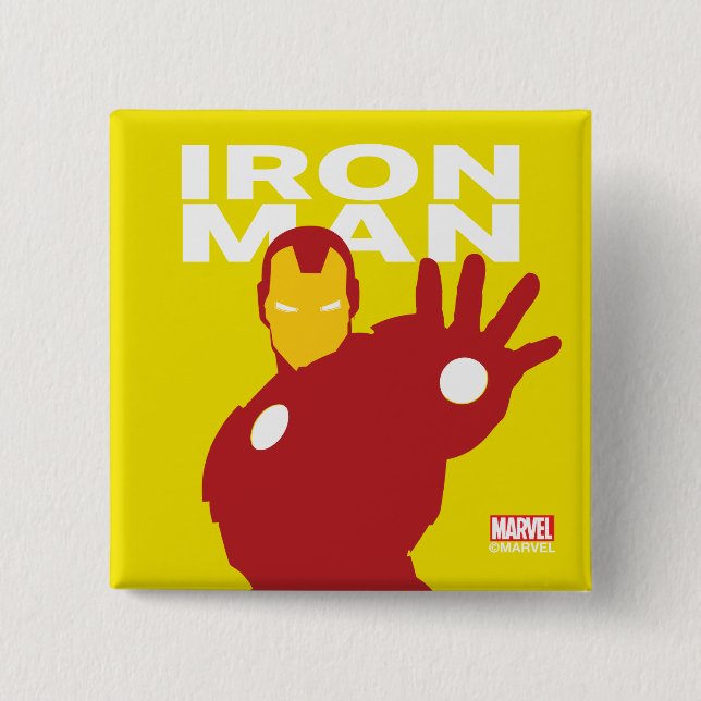 Iron Man Flat Colour Character Art 2 Inch Square Button (Front)